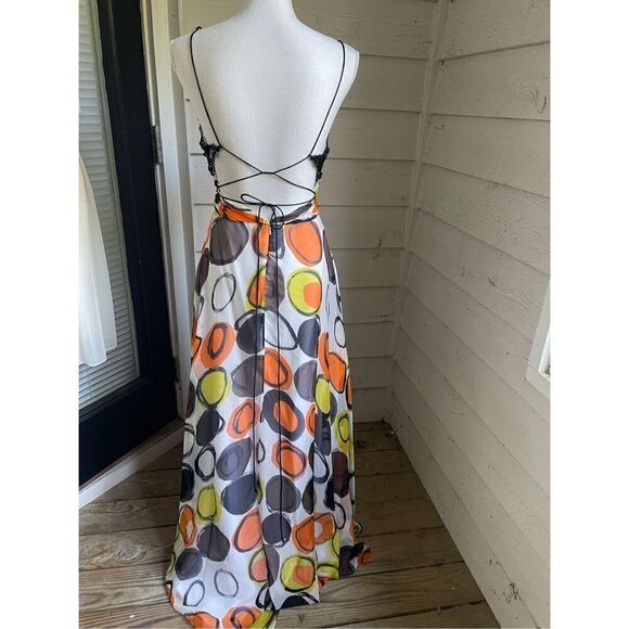 Tony Bowls Dress Size 6 Silk Maxi Y2K Fairy Sequin Beaded Colorful Whimsical 90’ - Picture 9 of 13